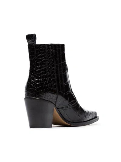Shop Ganni Black Callie 70 Leather Cowboy Boots In 099 Black