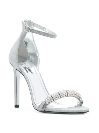 Shop Calvin Klein 205w39nyc High Heel Glitter Sandals In Silver