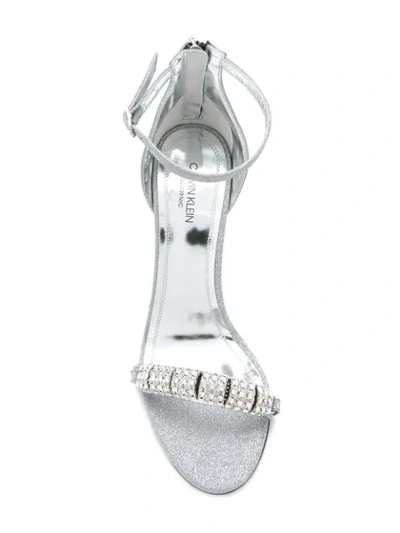 Shop Calvin Klein 205w39nyc High Heel Glitter Sandals In Silver