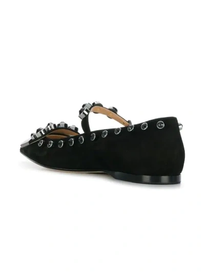 Shop Sergio Rossi Embellished Pointed Ballerina Shoes - Black