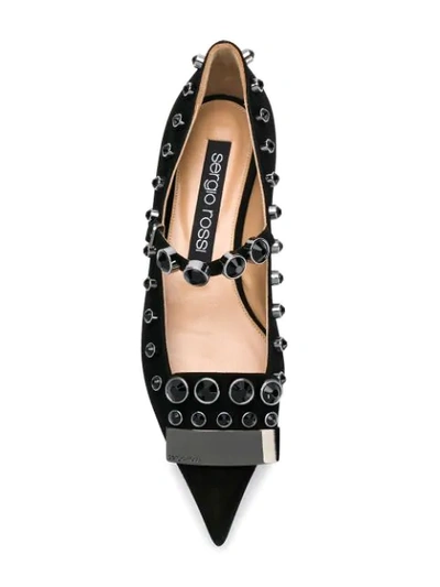 Shop Sergio Rossi Embellished Pointed Ballerina Shoes - Black