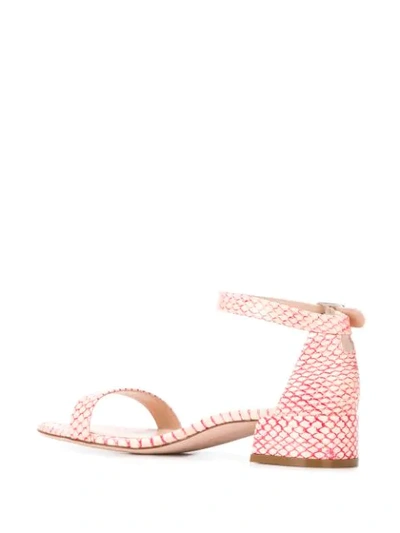 Shop Stuart Weitzman Low Heel Printed Sandals In Pink