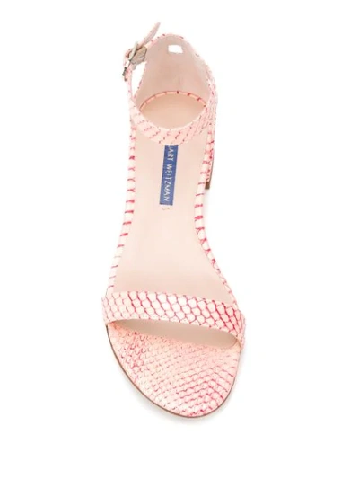 Shop Stuart Weitzman Low Heel Printed Sandals In Pink