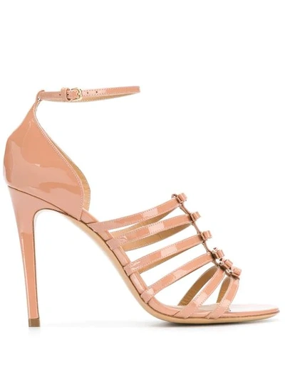 Shop Ferragamo Stiletto Bow Detailed Sandals In Pink