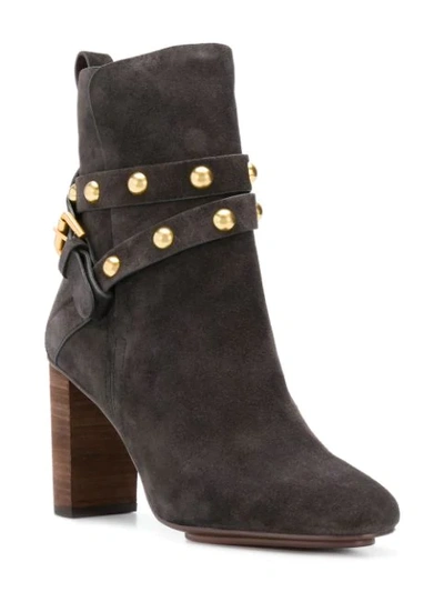 Shop See By Chloé Studded Strap Boots In Brown