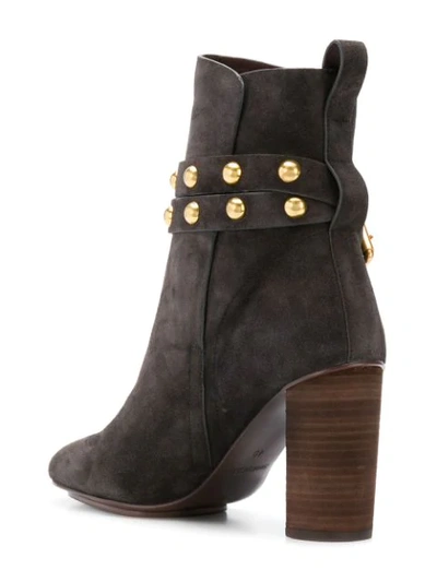 Shop See By Chloé Studded Strap Boots In Brown