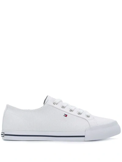 Shop Tommy Hilfiger Essential Logo Sneakers In White