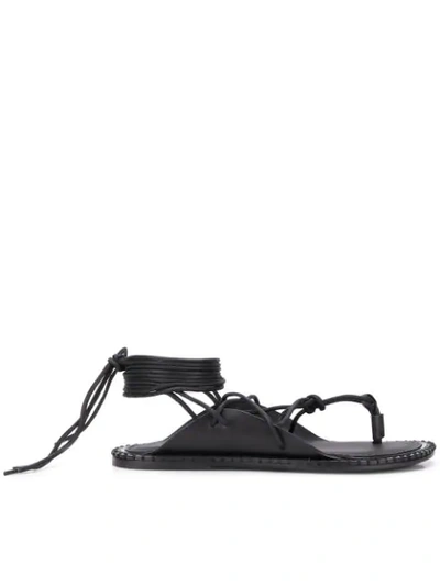 Shop Ann Demeulemeester Crossed Strings Sandals In Black