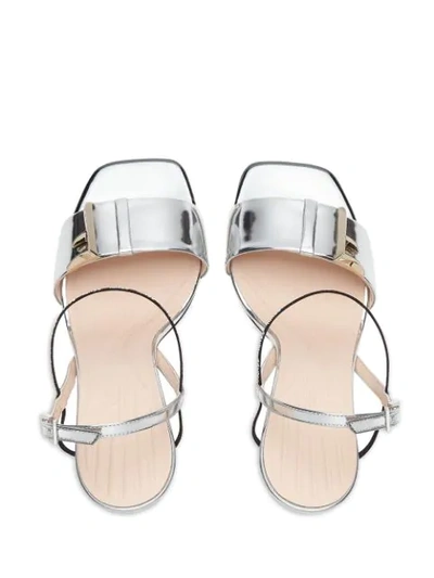 Shop Fendi Ffreedom Sandals In F17n1-silver+light Gold+b