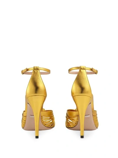 Shop Gucci Metallic 105mm Sandals In Gold