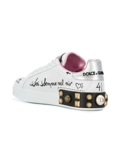 Dolce & Gabbana 20mm Portofino Crown Leather Sneakers In White | ModeSens