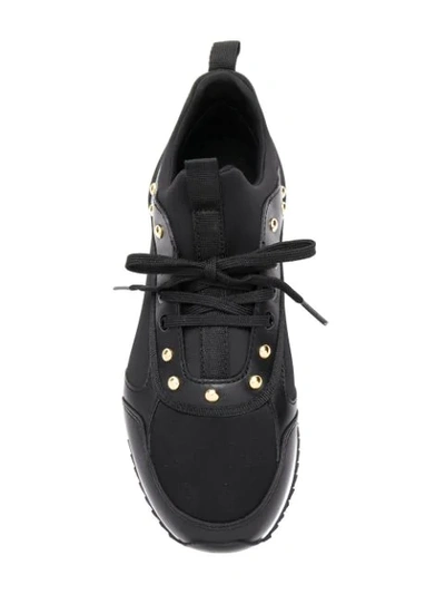 Shop Emporio Armani Studded Sneakers - Black
