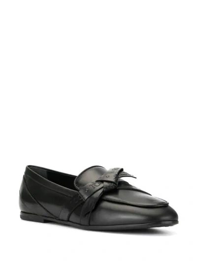 Shop Tod's Bow Embellished Loafers In Black