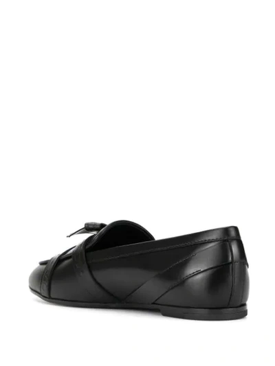 Shop Tod's Bow Embellished Loafers In Black