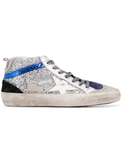 Shop Golden Goose Mid Star Sneakers In Silver