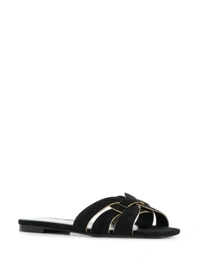 Shop Saint Laurent Tribute Buckle Detail Sandals In Black