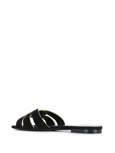 Shop Saint Laurent Tribute Buckle Detail Sandals In Black