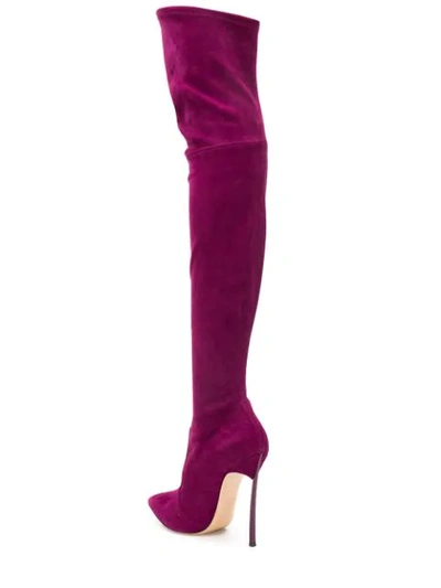 Shop Casadei 'camo' Stiefel In Purple