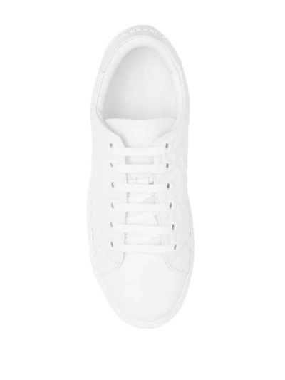 Shop Burberry Monogram Leather Sneakers In White