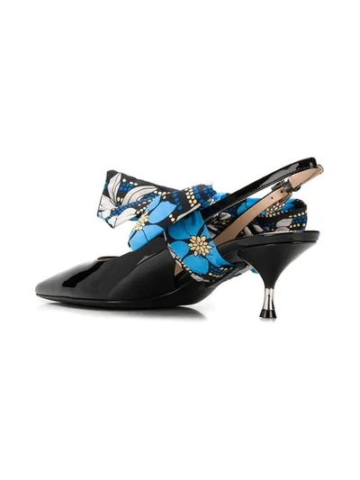 Shop Prada Bow Ribbon Sling-back Pumps In Black