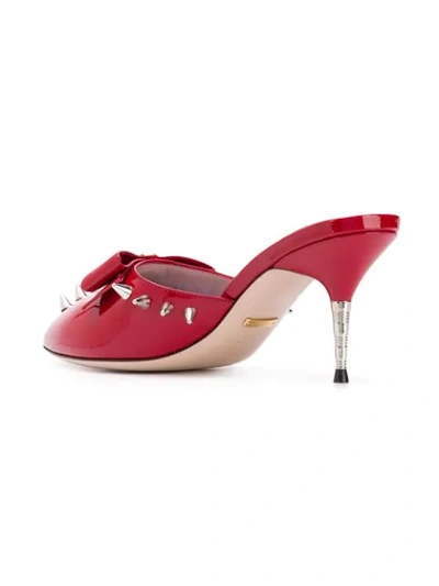 Shop Gucci Bow Detail Spike Stud Mules In Red