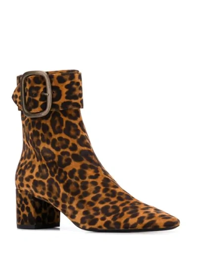 Shop Saint Laurent Joplin Leopard Print Ankle Boots In Brown