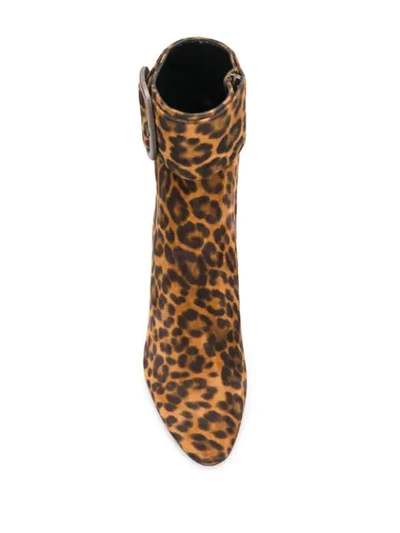 Shop Saint Laurent Joplin Leopard Print Ankle Boots In Brown