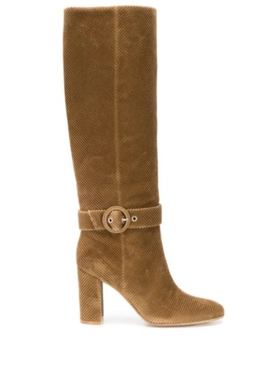 GIANVITO ROSSI KNEE-LENGTH BUCKLE BOOTS - 大地色