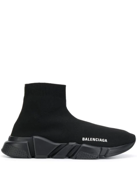 Balenciaga Speed Stretch-knit High-top Sneakers In Black | ModeSens