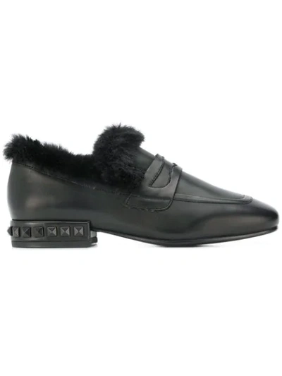 Shop Ash Pyramid Studs Loafers In Black