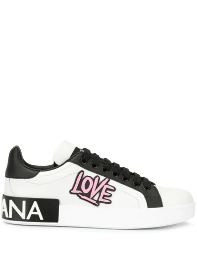 Shop Dolce & Gabbana Portofino Love Print Sneakers In White