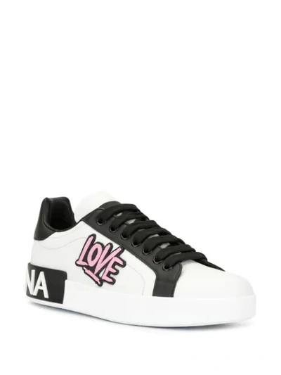 Shop Dolce & Gabbana Portofino Love Print Sneakers In White