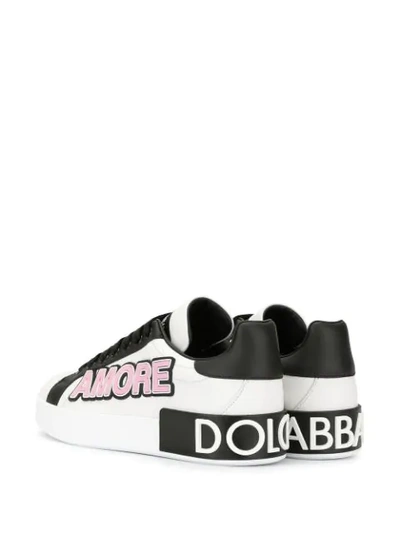 Shop Dolce & Gabbana Portofino Love Print Sneakers In White