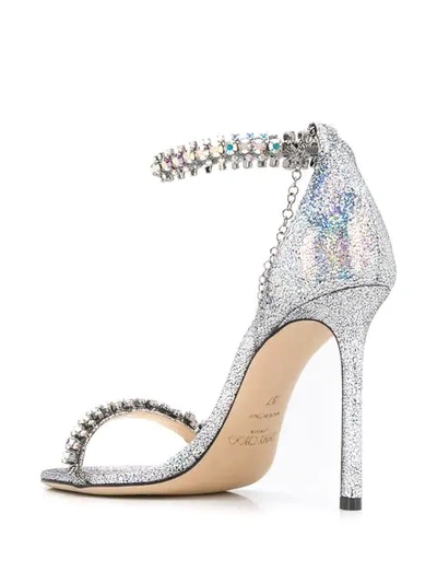 Shop Jimmy Choo Shiloh 100 Sandals In Silver