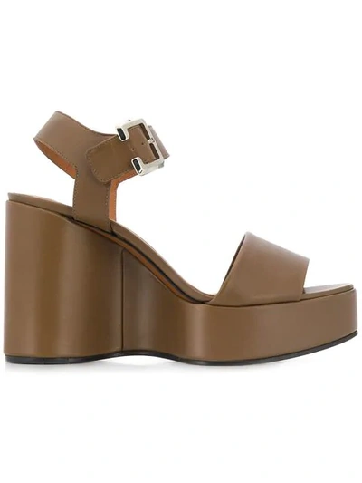 Shop Clergerie Wedge Sandals In Brown