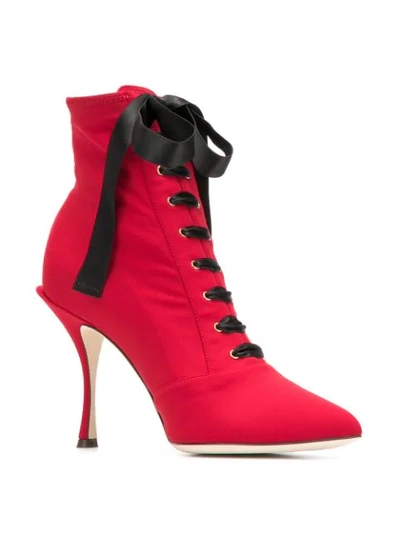 Shop Dolce & Gabbana Lace-up Ankle Boots In Red