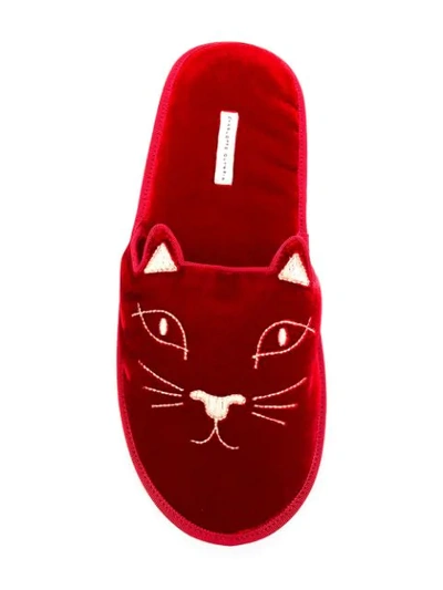 Shop Charlotte Olympia Cat Slippers In Red
