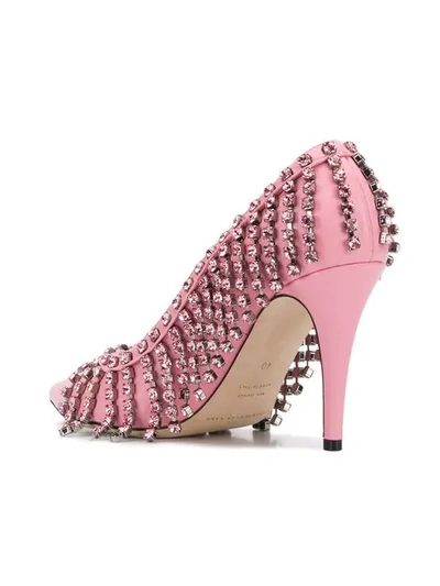 Shop Christopher Kane Crystal Fringe Pump In Pink