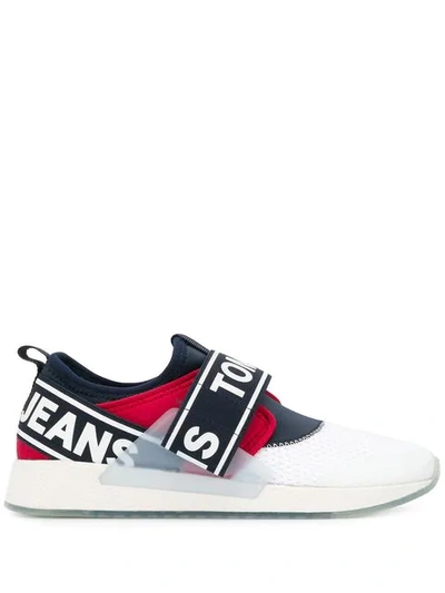 Shop Tommy Hilfiger Slip-on Logo Sneakers In White