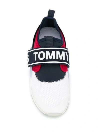 Shop Tommy Hilfiger Slip-on Logo Sneakers In White