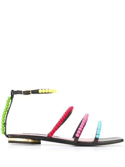 Shop Les Petits Joueurs Beaded Strappy Sandals In Black