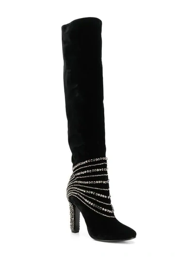 ALBERTA FERRETTI STUD EMBELLISHED BOOTS - 黑色