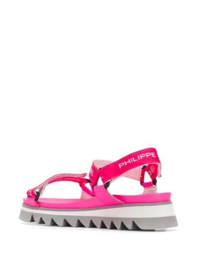 Shop Philippe Model Logo Touch-strap Sandals In Pink