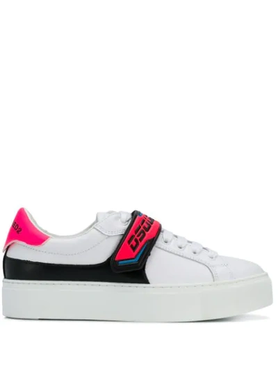 Shop Dsquared2 Touch Strap Logo Sneakers - White