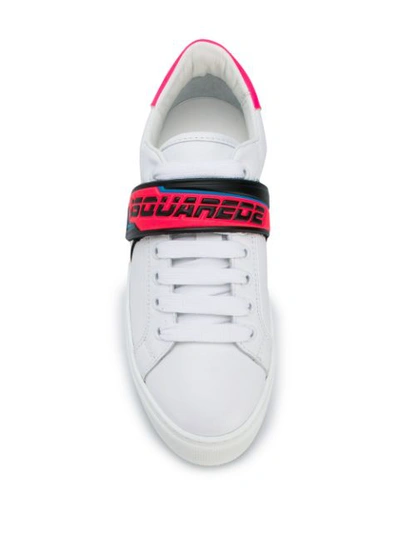 Shop Dsquared2 Touch Strap Logo Sneakers - White
