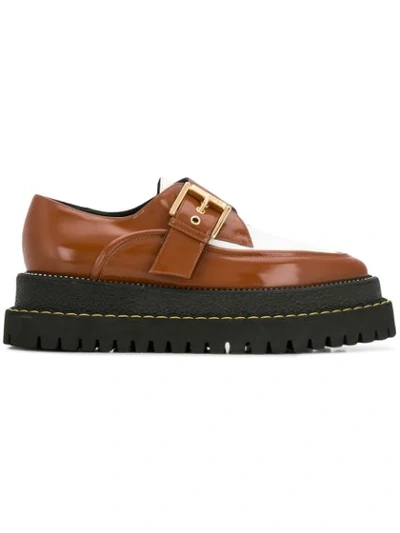 Shop N°21 Buckled Brogue Platform Shoes In Brown