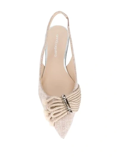 Shop Anna Baiguera Knitted Crystal Buckle Pumps - Neutrals