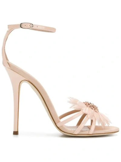 Shop Giuseppe Zanotti Design Floral Embellishment Stiletto Sandals - Pink