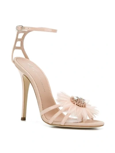 Shop Giuseppe Zanotti Design Floral Embellishment Stiletto Sandals - Pink