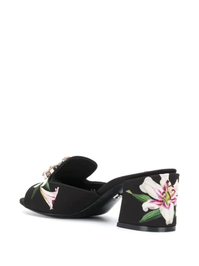 Shop Dolce & Gabbana Gem Encrusted Floral Sandals In Black